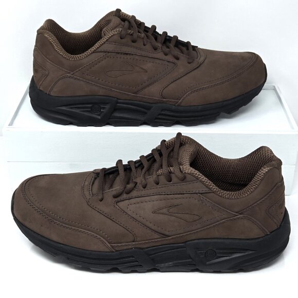 Brooks Addiction Walker 2 Brown Leather Trainer US 12.5 Narrow Suede Comfort - Picture 1 of 8
